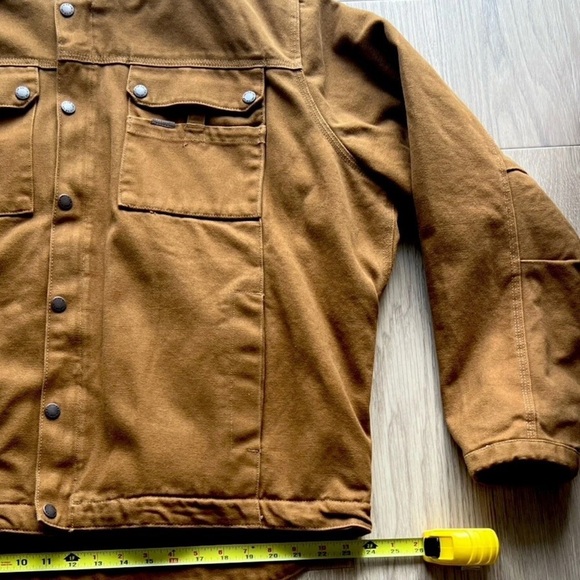 Smiths Workwear Men's Size L Canvas Duck Sherpa Jacket Brown Hooded Lined - Picture 16 of 16